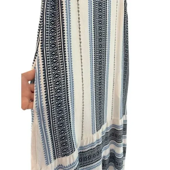 J.Jill Women's Striped Boho Sleeveless Tiered Summer Maxi Dress White Blue SP - Picture 3 of 8